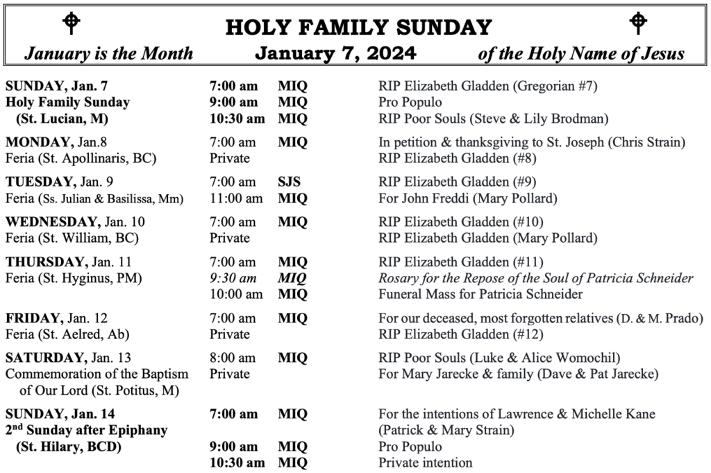 Announcements – Mary Immaculate Queen Parish